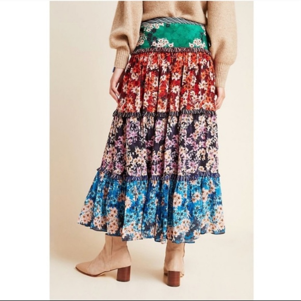 Anthropologie Anarosa Tiered Maxi Skirt